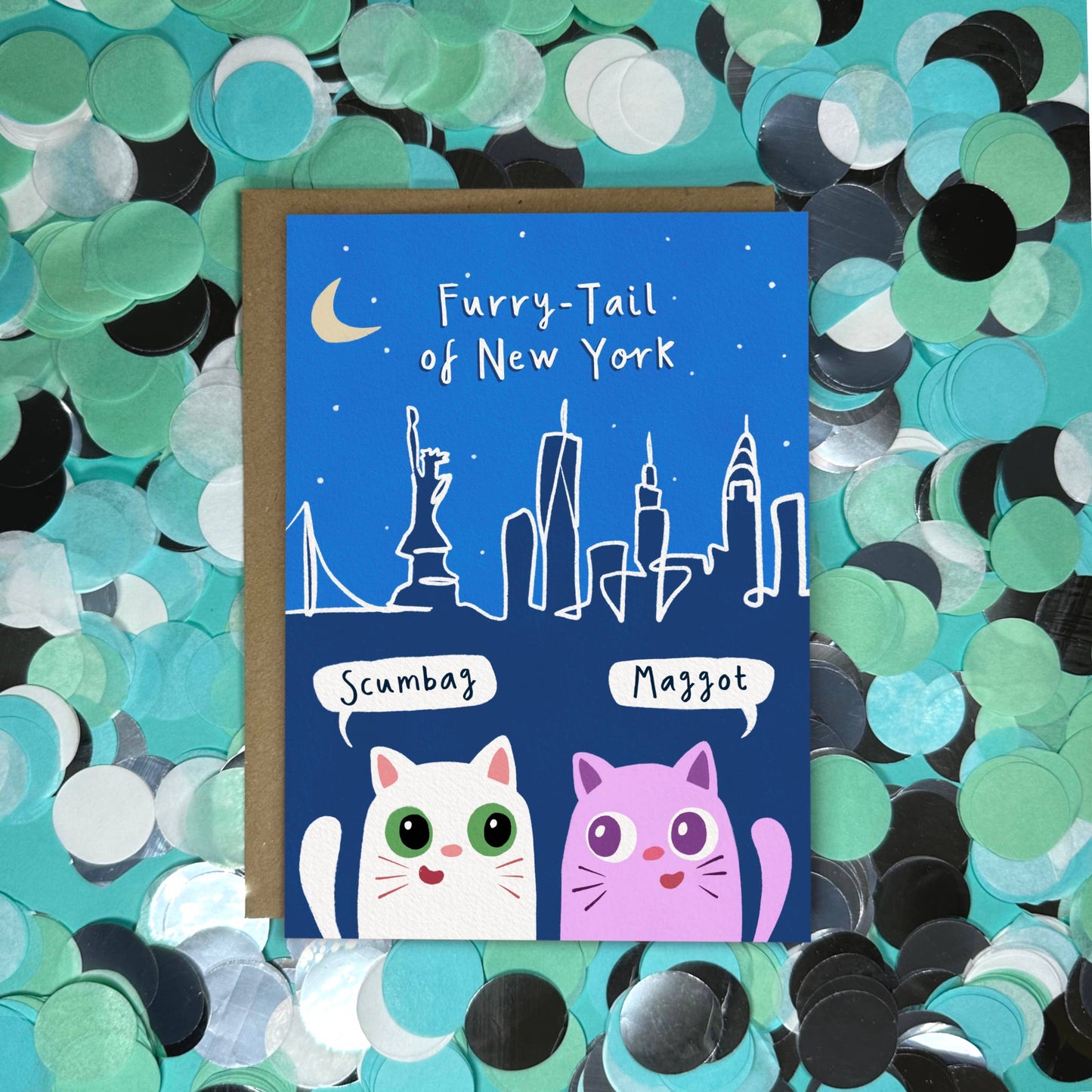 Fairytale of New York Cat Parody Christmas Card Detail