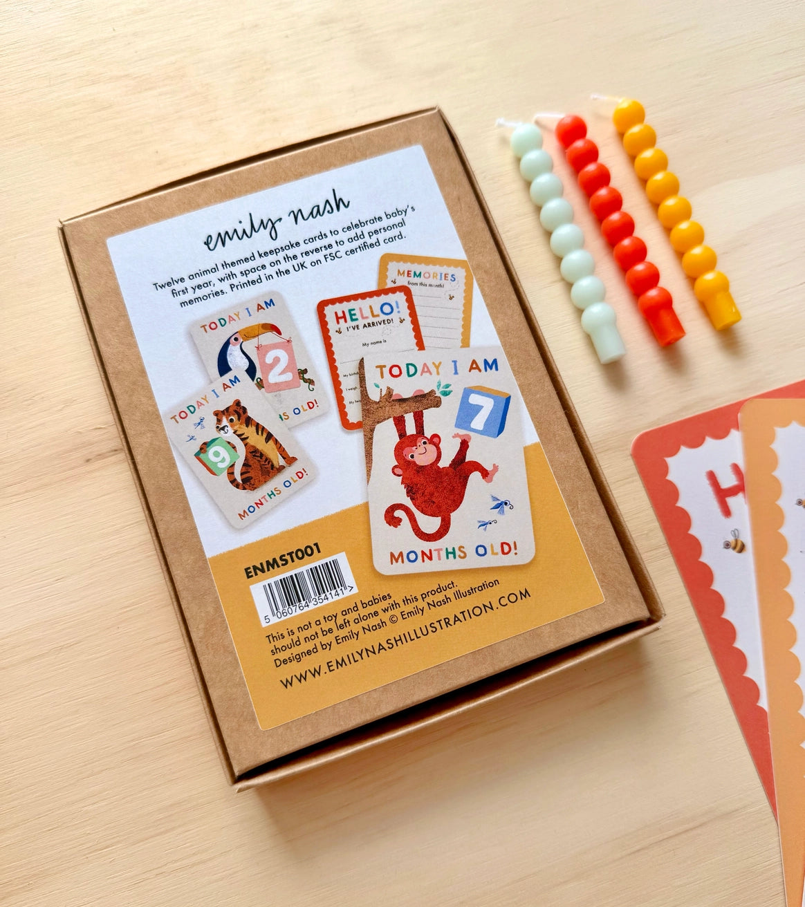 Cute animal keepsake cards for newborn baby development milestones