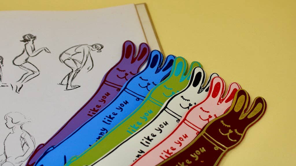 Detail of No Bunny Like You hot foil embossed leather bookmark