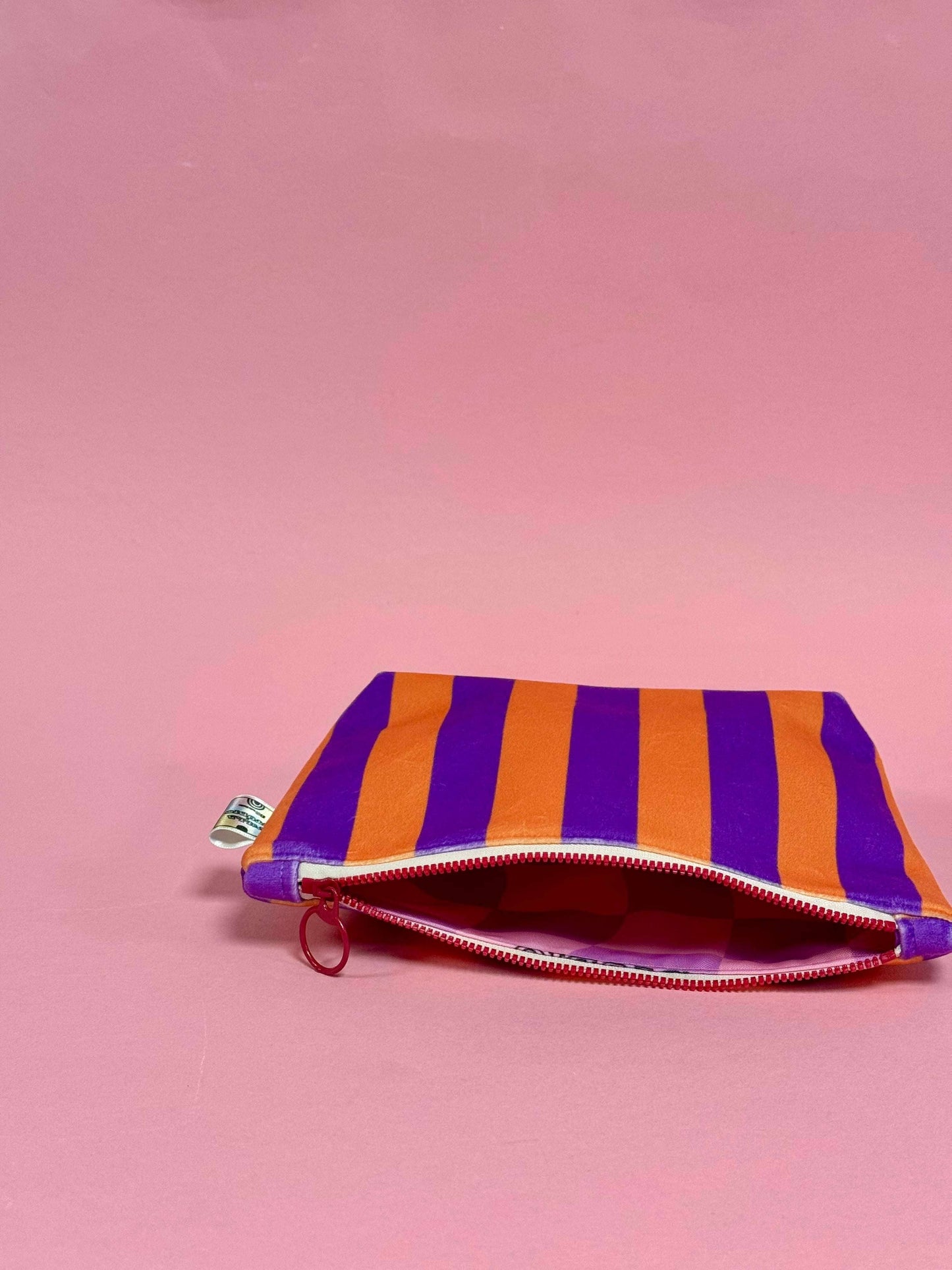 Colourful striped velvet cosmetic bag collection