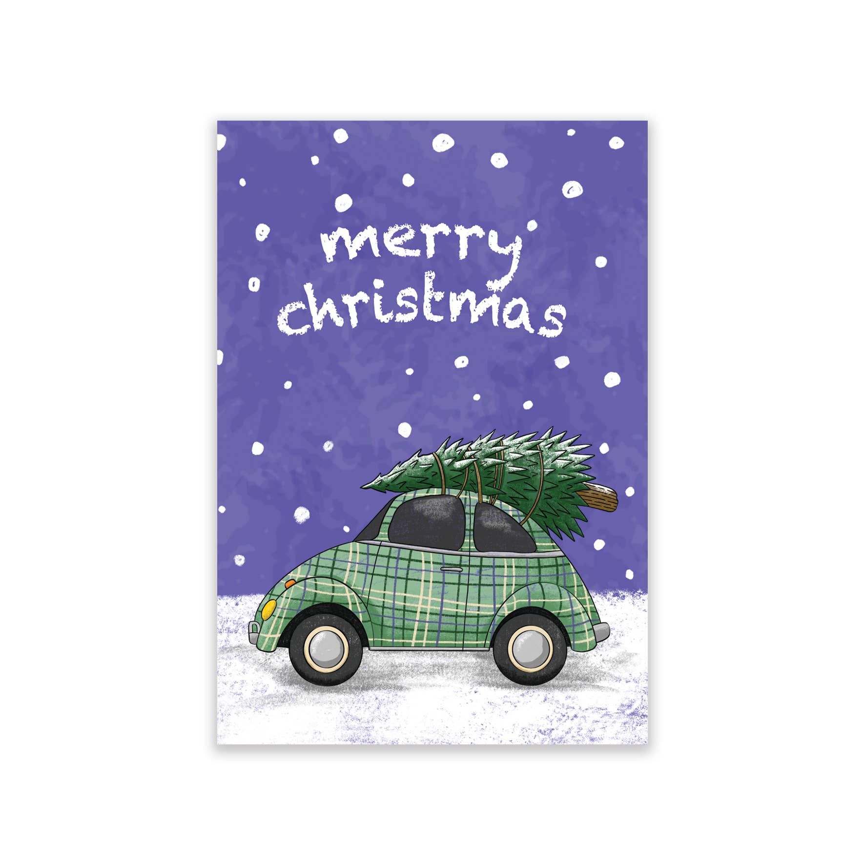 Retro camper van and Land Rover mini Christmas cards
