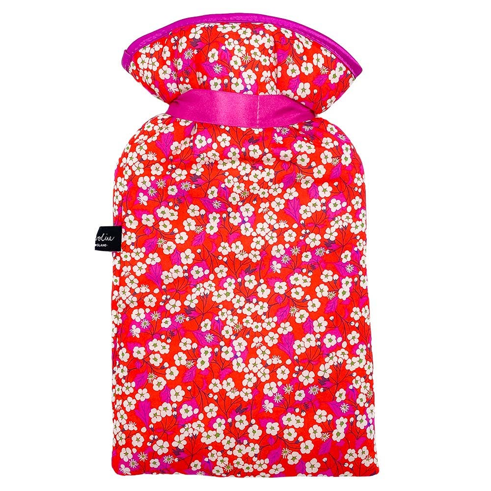 Alice Caroline Liberty Mitsi Chilli Hot Water Bottle with vibrant floral print cotton cover