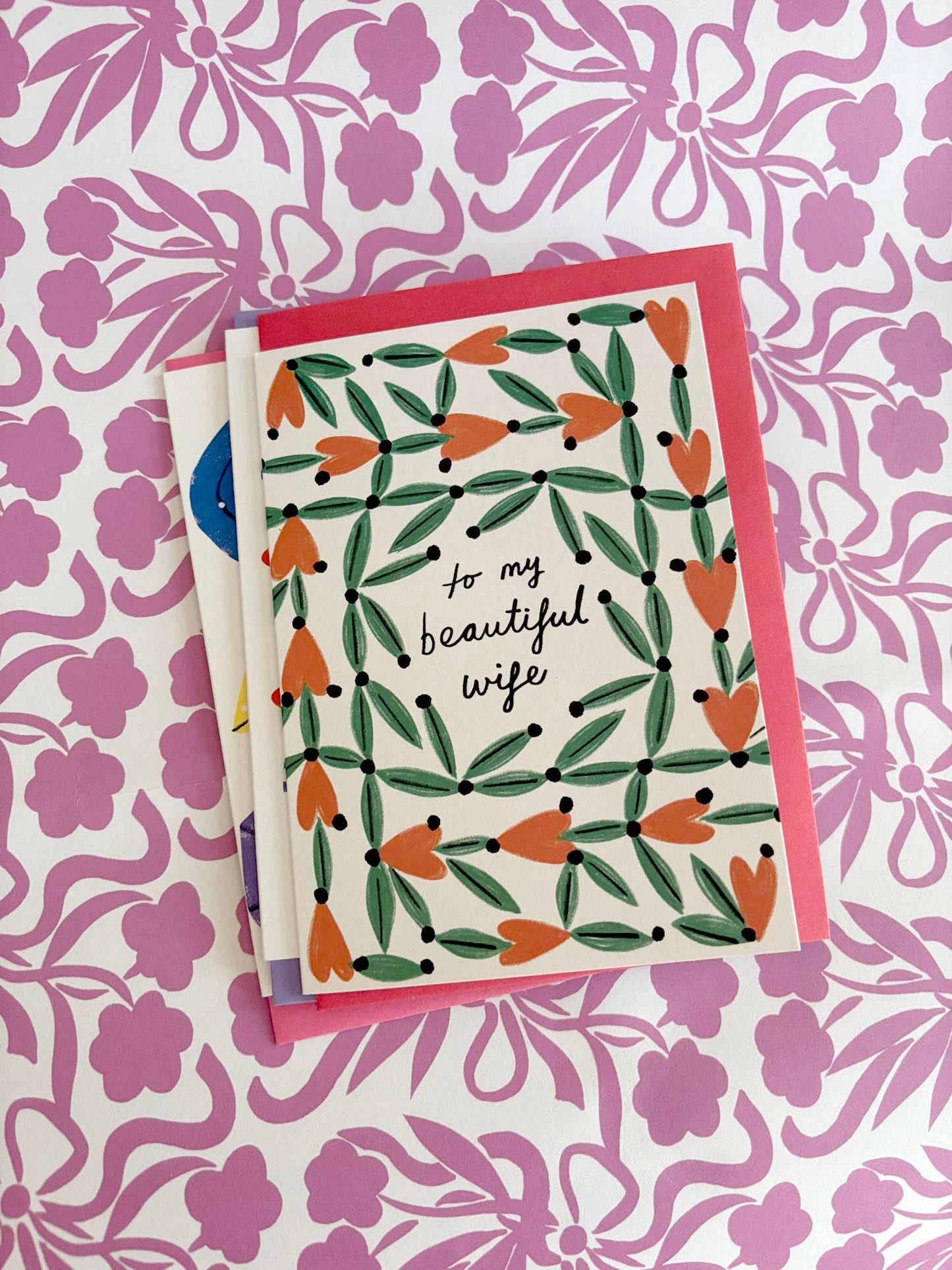 Sustainable A7 Wife Greeting Card with colourful envelope