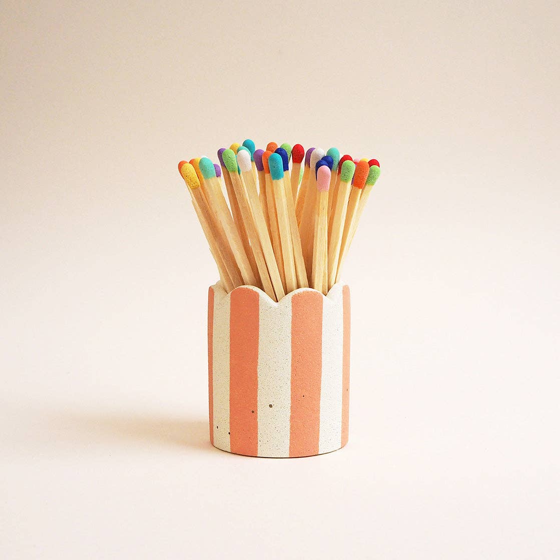 Stripy Match Stick Holders -  Red Stripe and Dark Green Matches