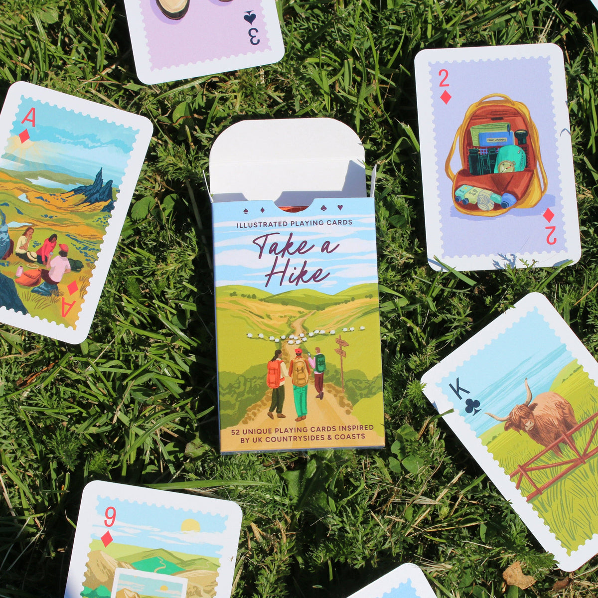Playing cards featuring British coastlines and peaks