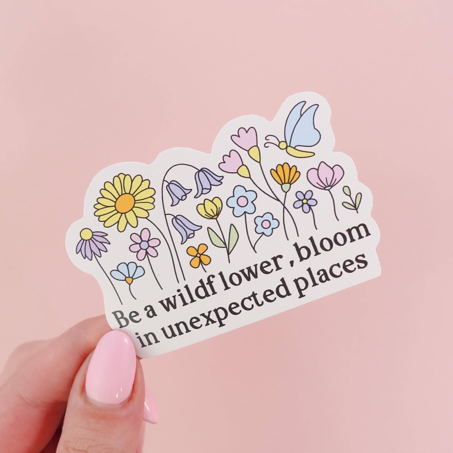 Waterproof wildflower sticker on a laptop
