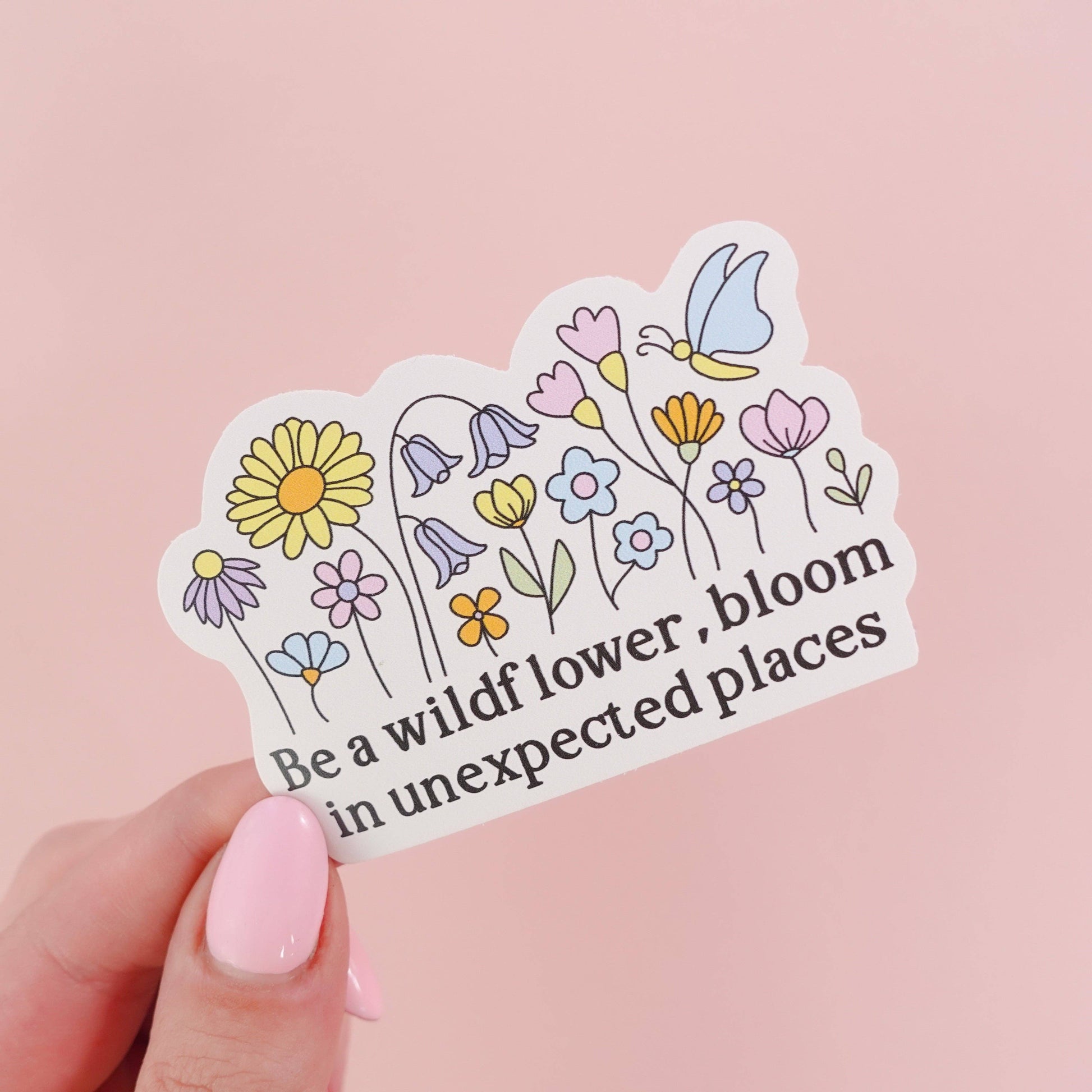 Waterproof wildflower sticker on a laptop