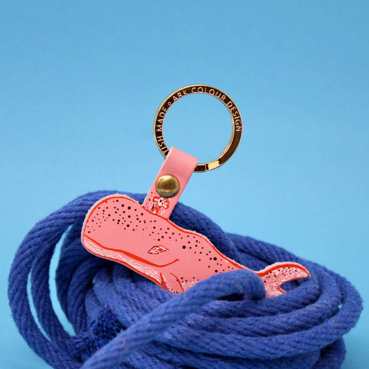 Handcrafted Scottish leather humpback whale key ring