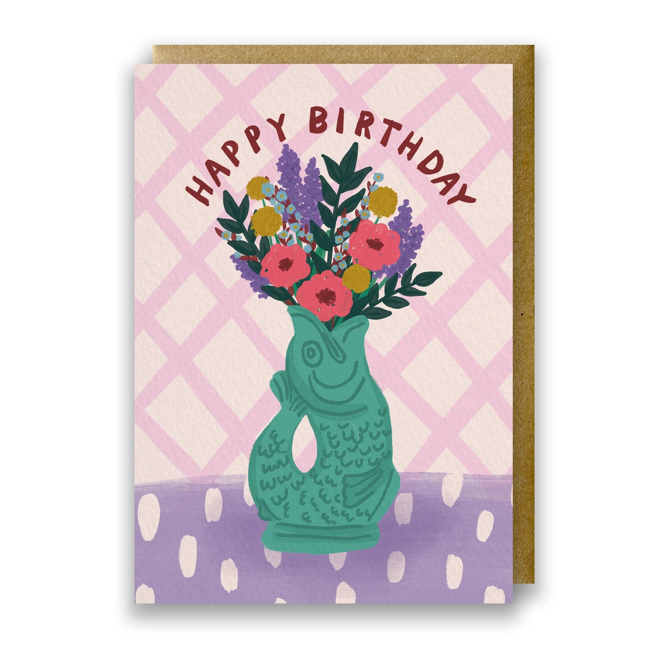 Eco-friendly A6 Gluggle Jug birthday card with kraft envelope
