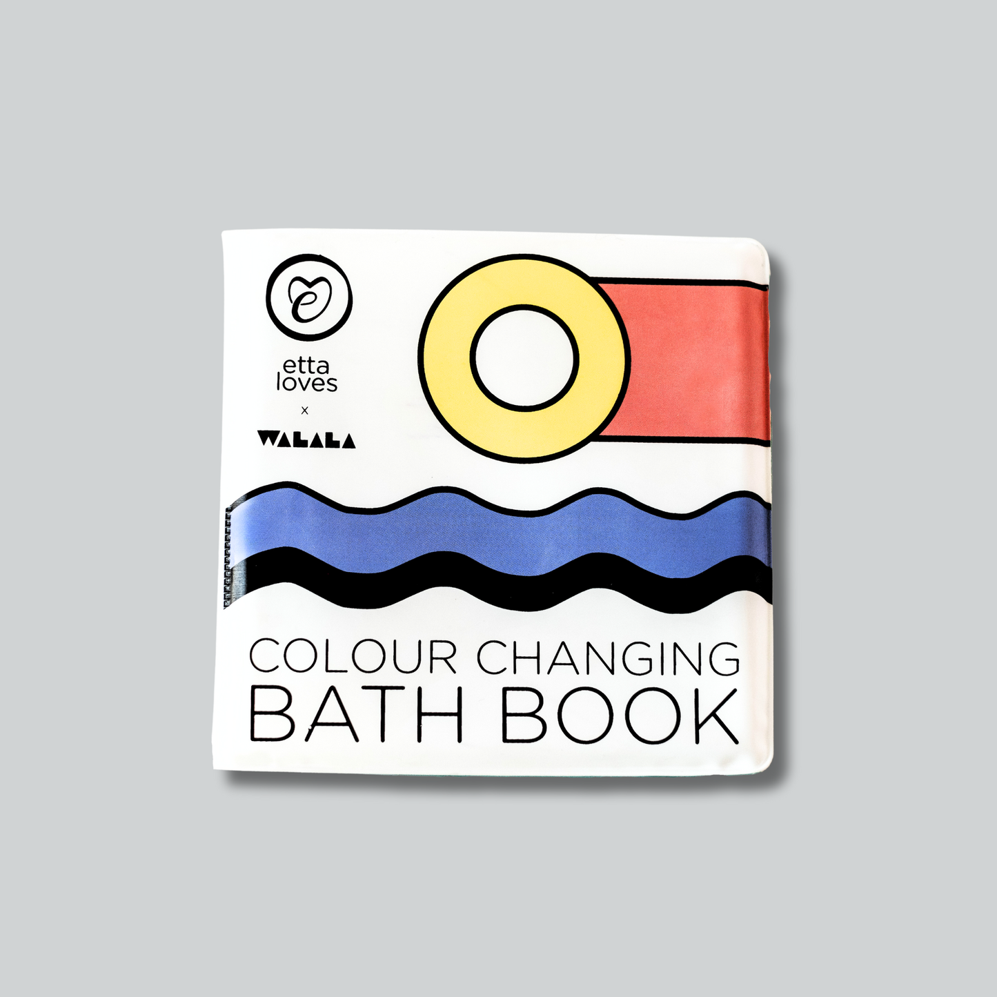 Baby holding Etta Loves bath book