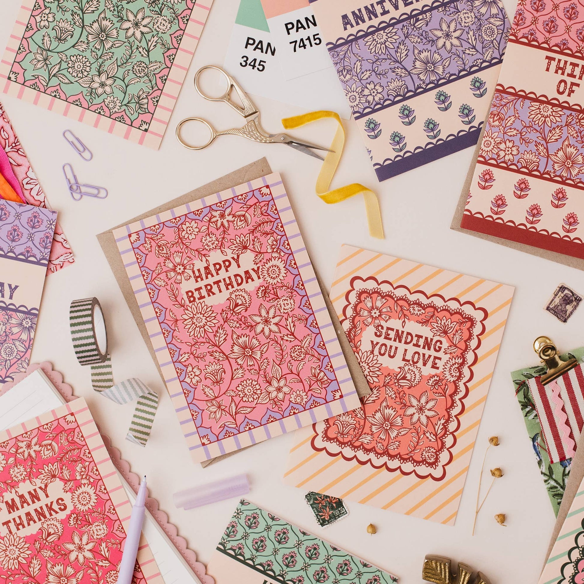 The 'Lovely Sister' card displayed with other matching Jaipur Bloom collection cards