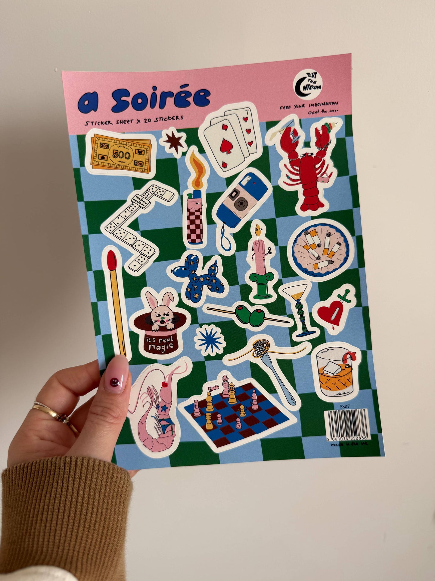 A5 sticker sheet; soiree party design, journal stickers