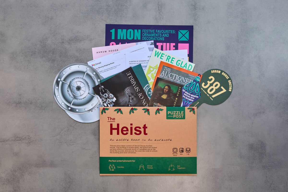 Sustainably sourced Christmas escape game components and puzzles
