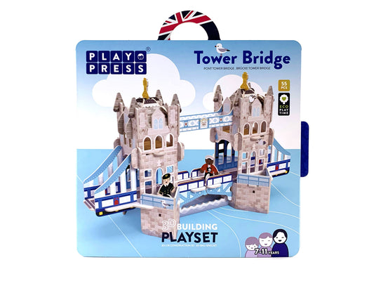 Assembled Tower Bridge toy model with figures