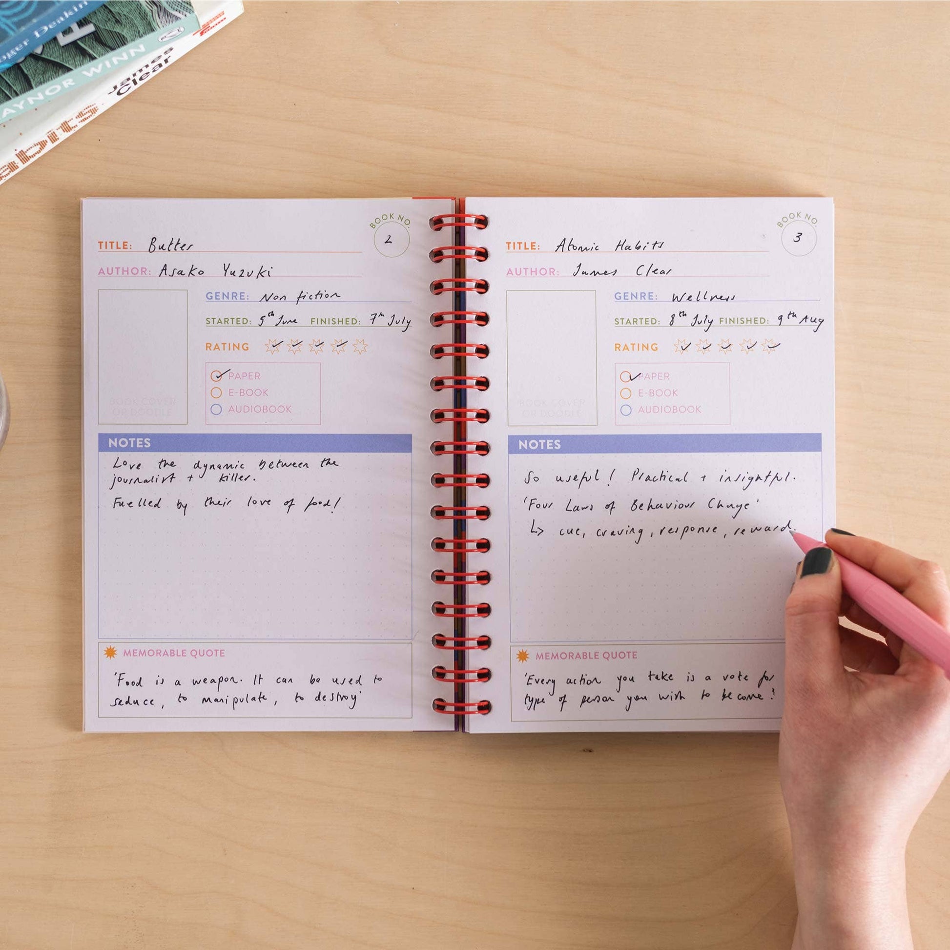 Bookshelf tracker page to colour in