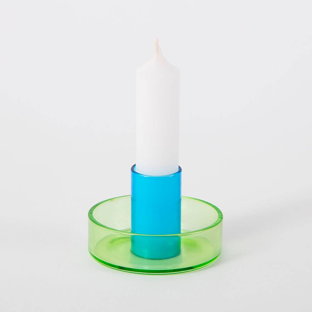 Duo Tone Glass Candle Holder in Pink