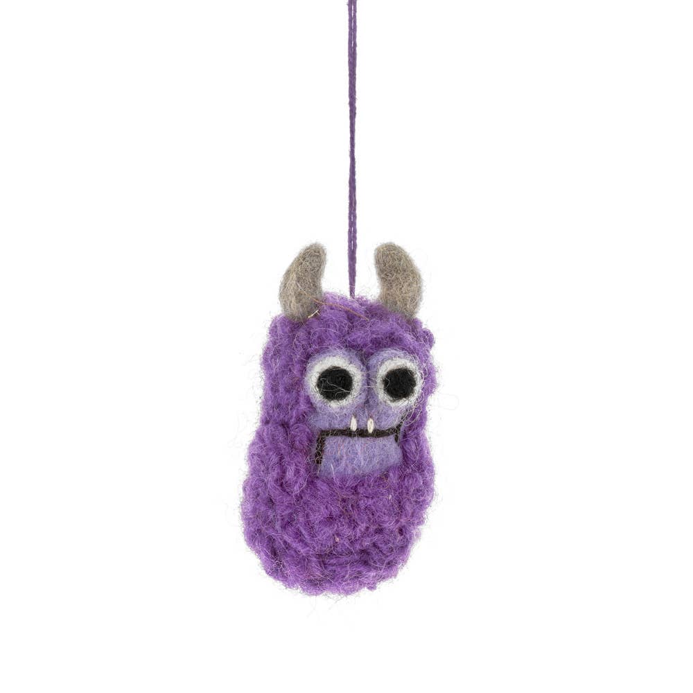 Three cute and spooky handmade felt monster decorations