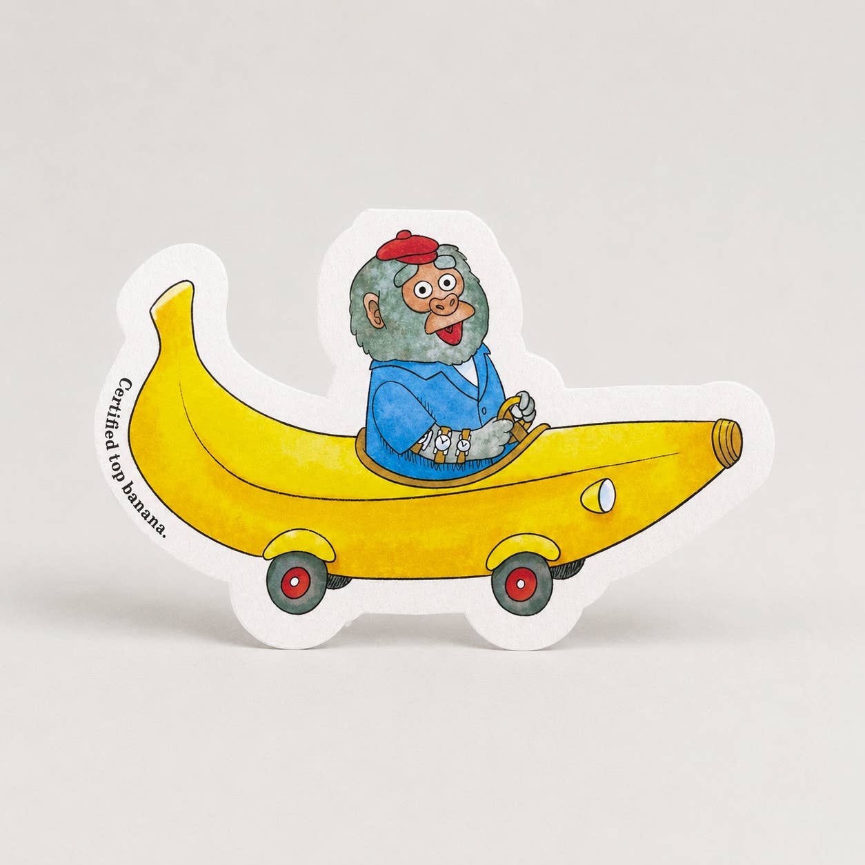 Richard Scarry Bananas Gorilla Car Die-Cut Greeting Card