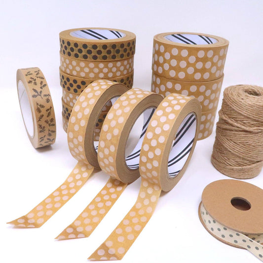 Eco-friendly brown kraft paper tape with white dots