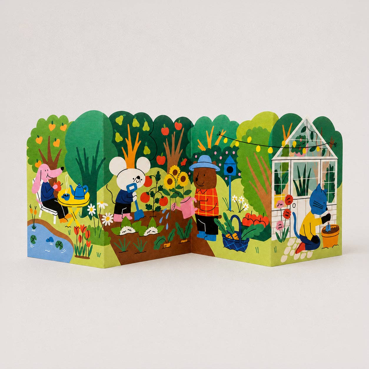 Gardening Allotment Big Concertina Card by Isa Pirracas unfolded