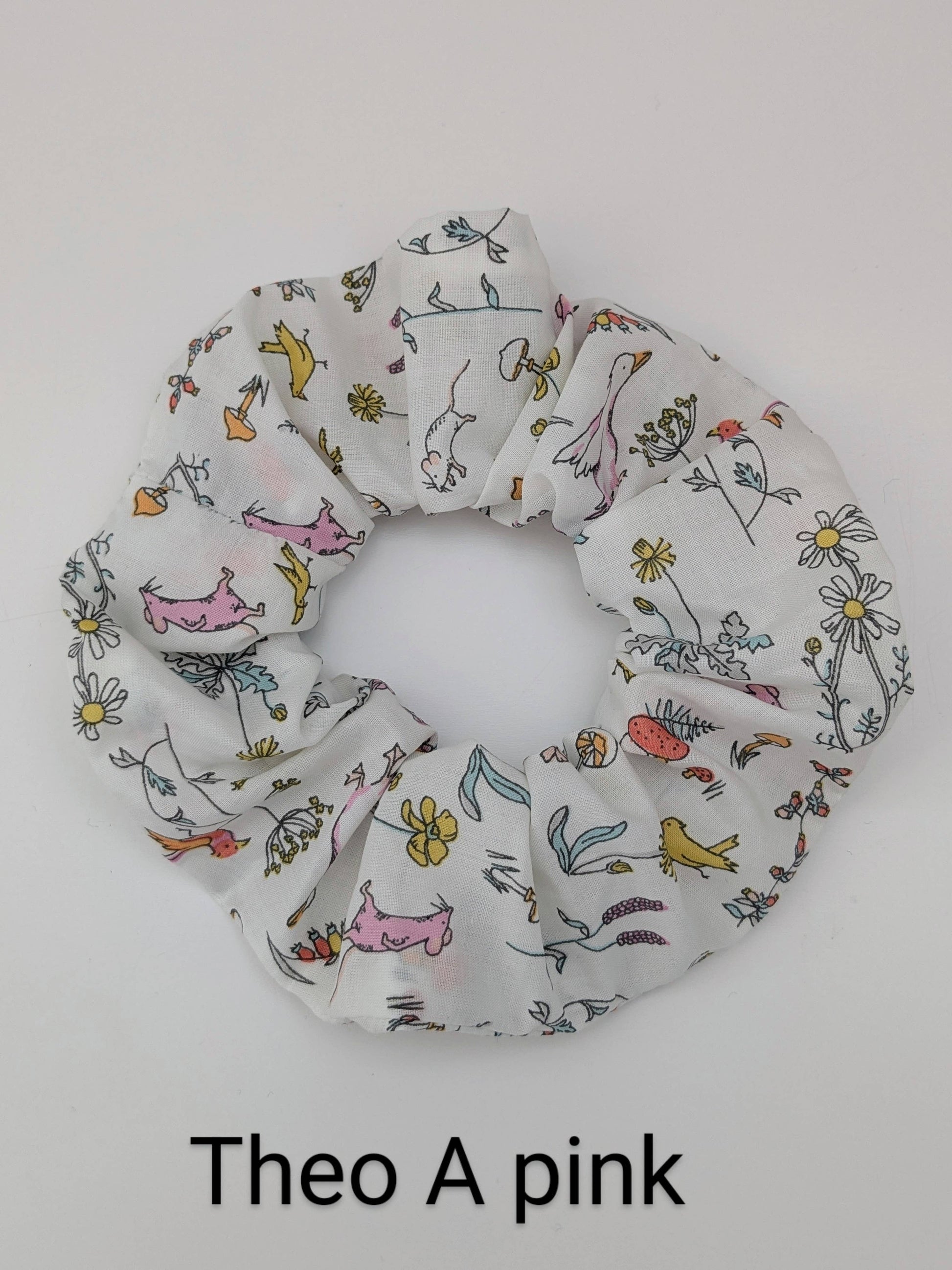 Handmade cotton scrunchie with Liberty fabric design, 9-10cm diameter