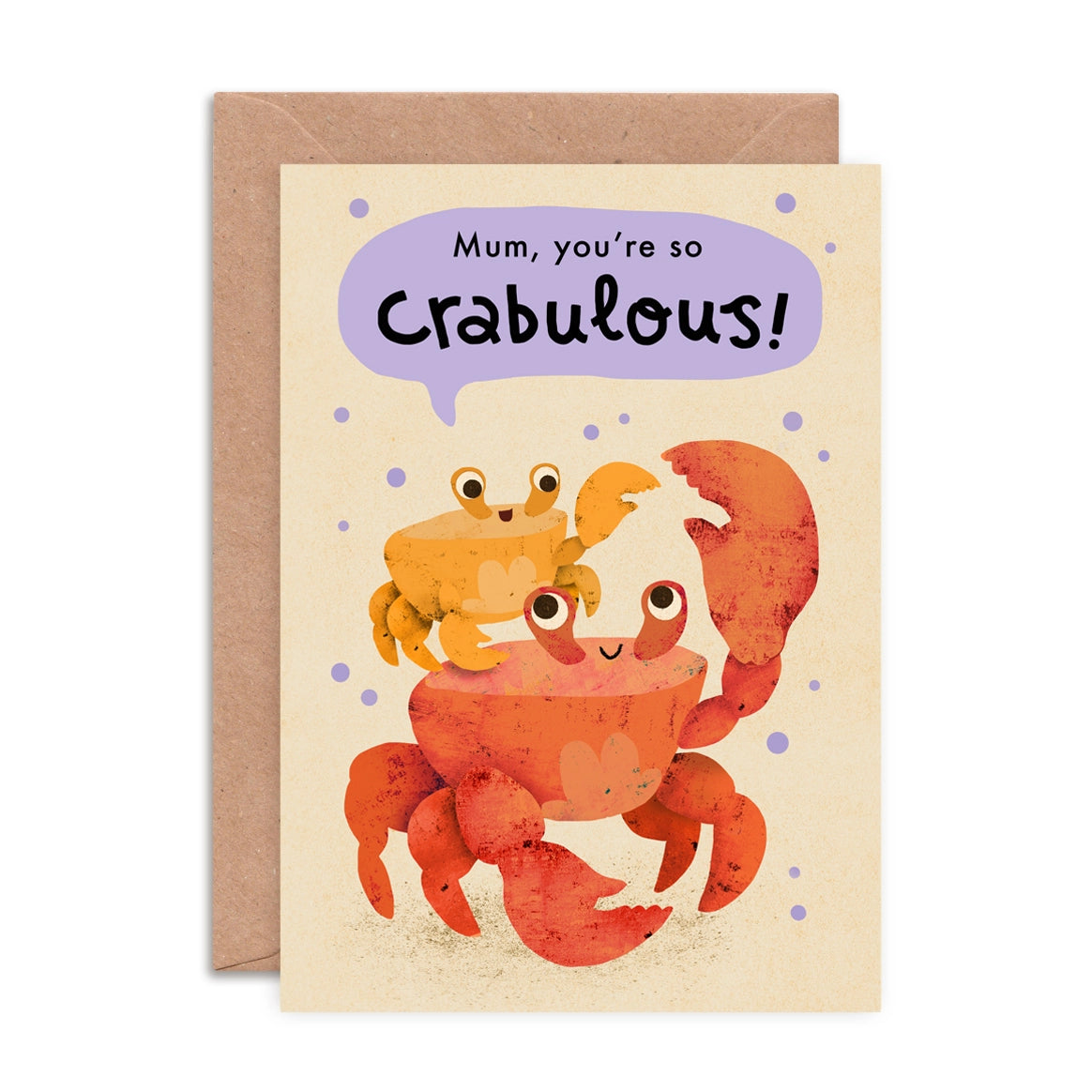 Funny Crabulous Mum greeting card with crab illustration