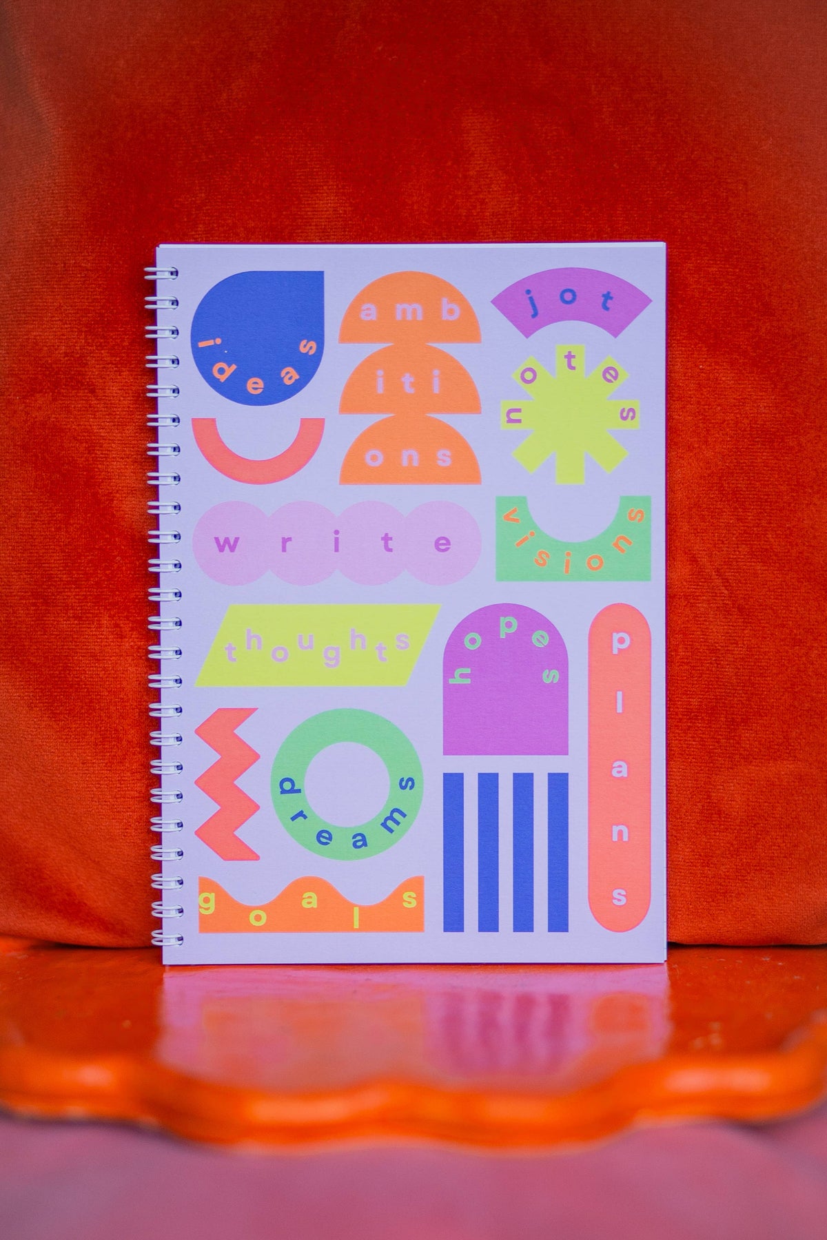 A5 Wiro Notebook with bold colourful graphic shapes