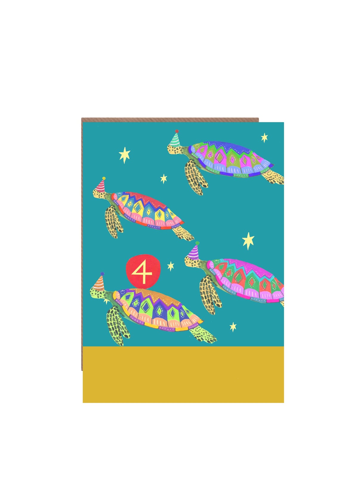 Age 4 Party Turtles Children's Birthday Card by Hutch Cassidy