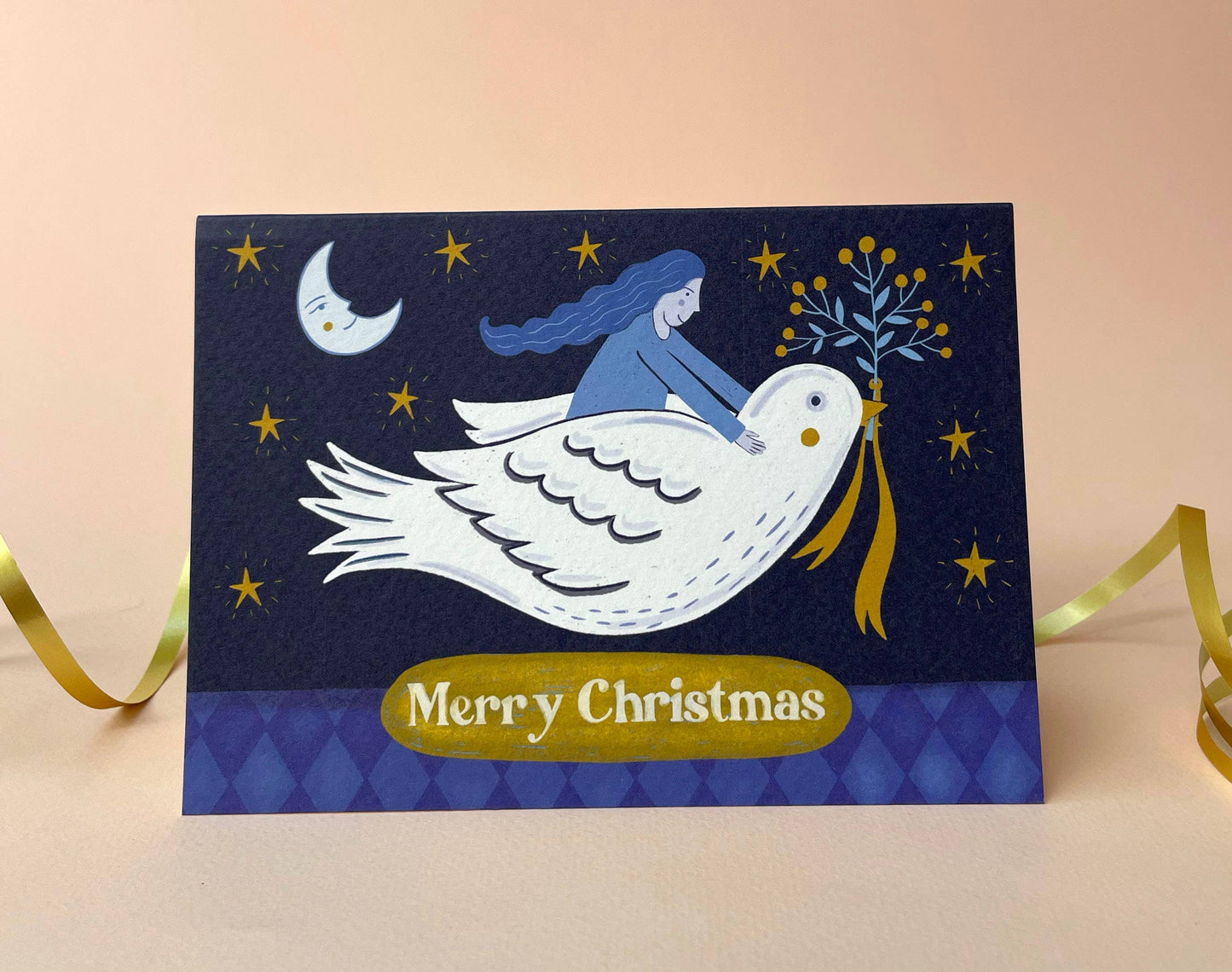 Folk Art Blue Christmas Card Packaging