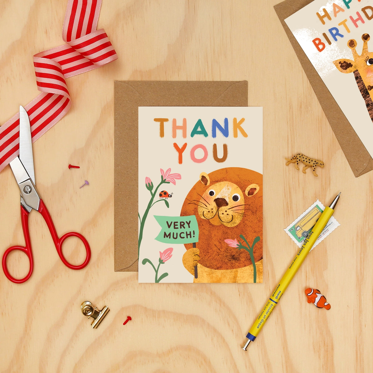 Sustainably sourced thank you cards with recycled envelopes