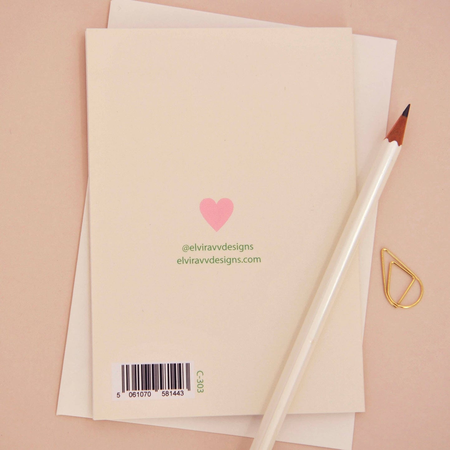 Eco-friendly Valentine's card with cream envelope and biodegradable packaging