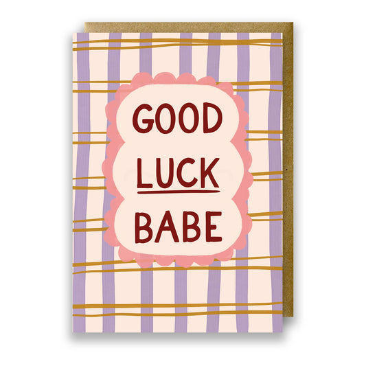 Check Print Recycled Good Luck Card with Good Luck Babe text