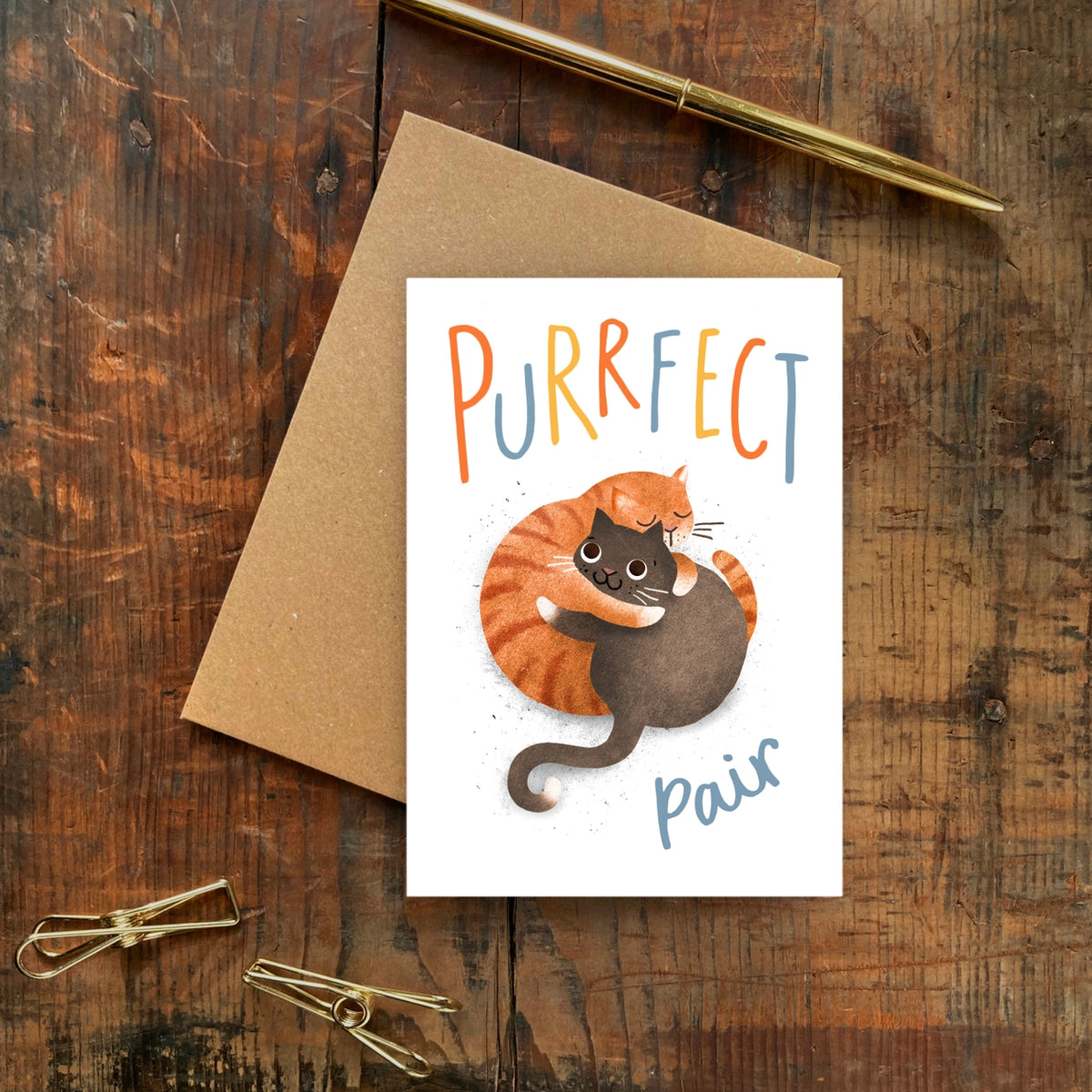 Purrrfect Pair cat greeting card by Emily Nash Illustration