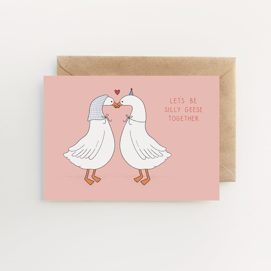 Let's Be Silly Geese Greetings Card by Hollie Fuller