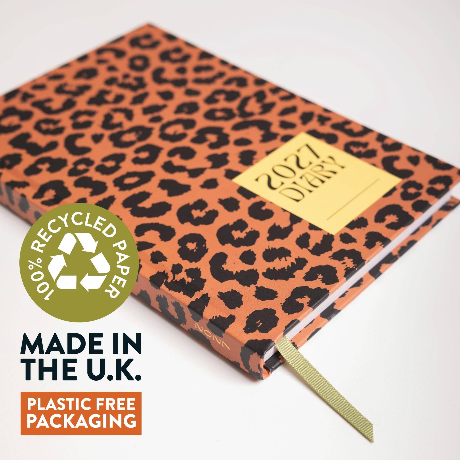 100gsm recycled paper inside the 2027 Leopard Diary