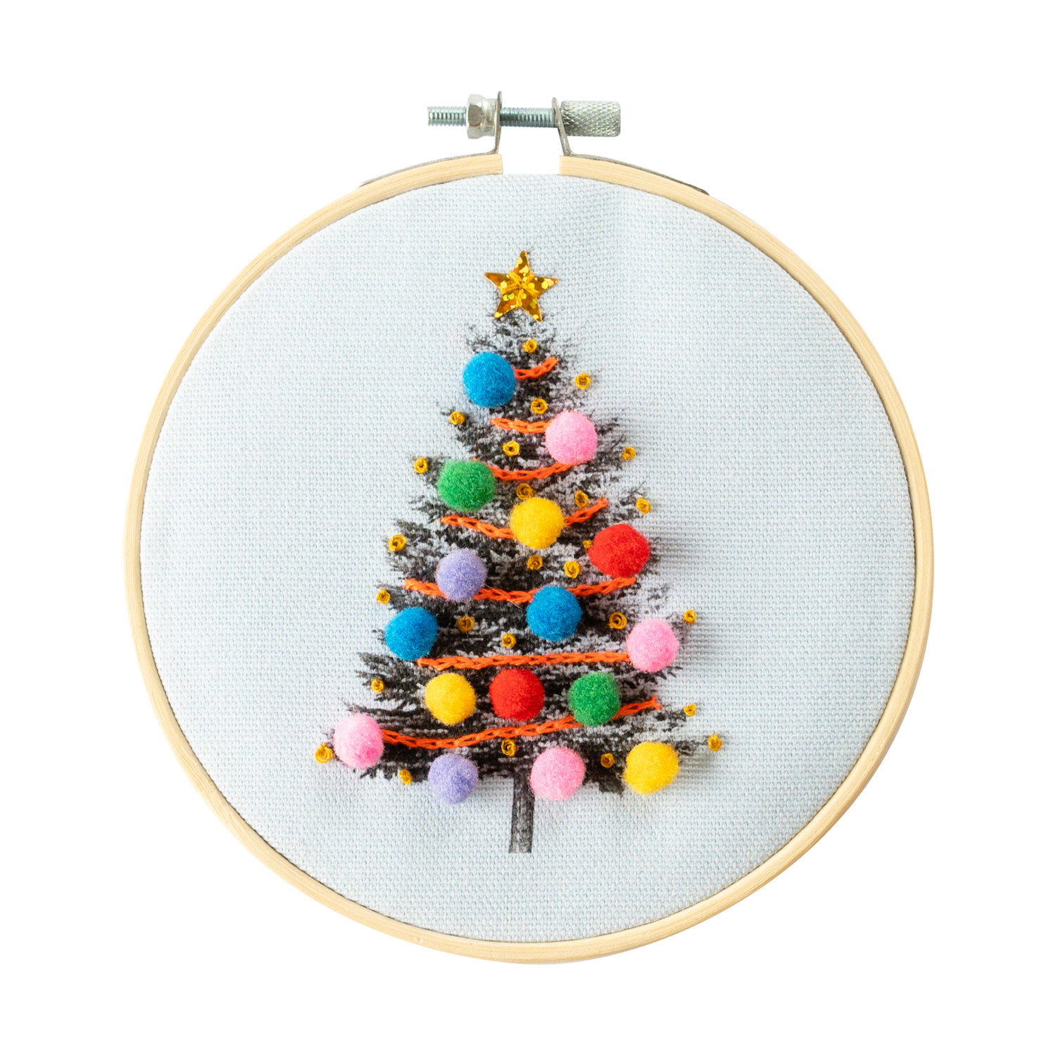 Complete Christmas Tree Embroidery Hoop Kit for Beginners