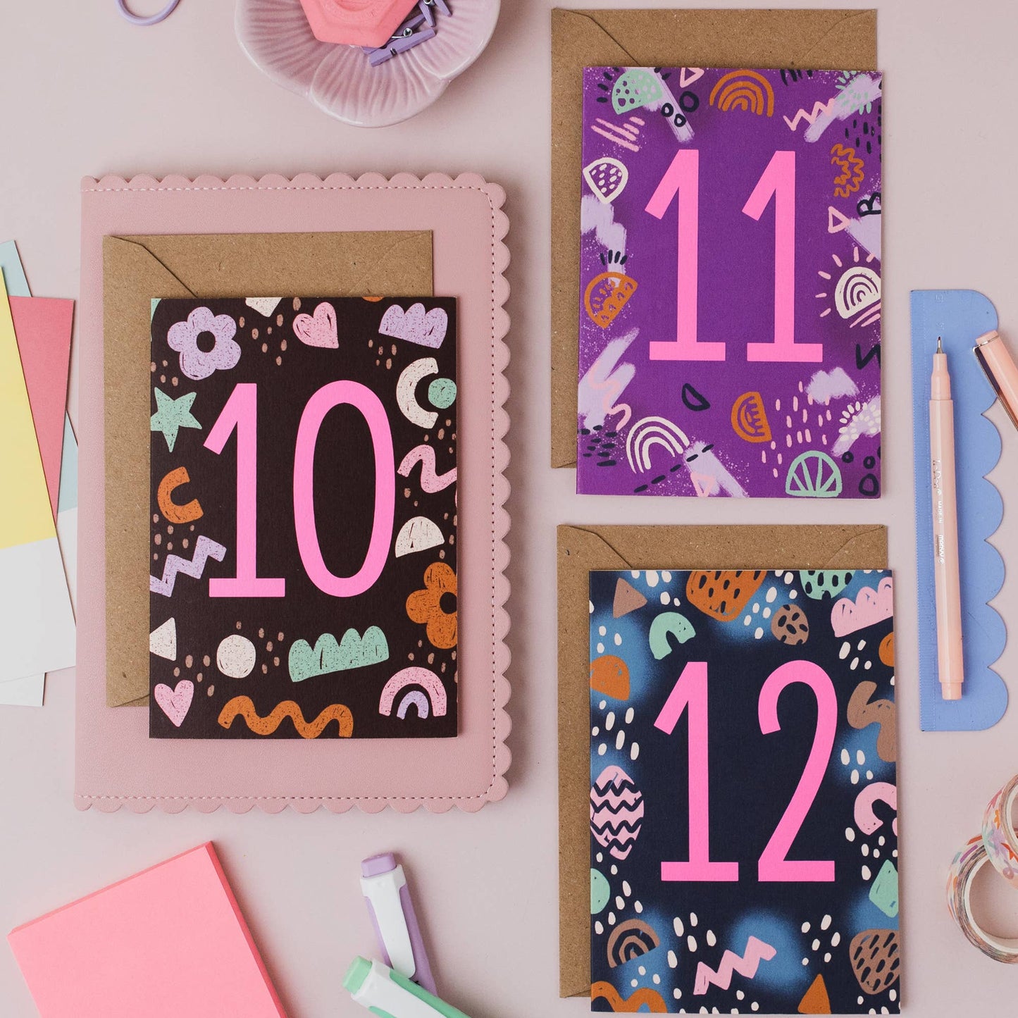 Teen Neon Age 10 Birthday Card