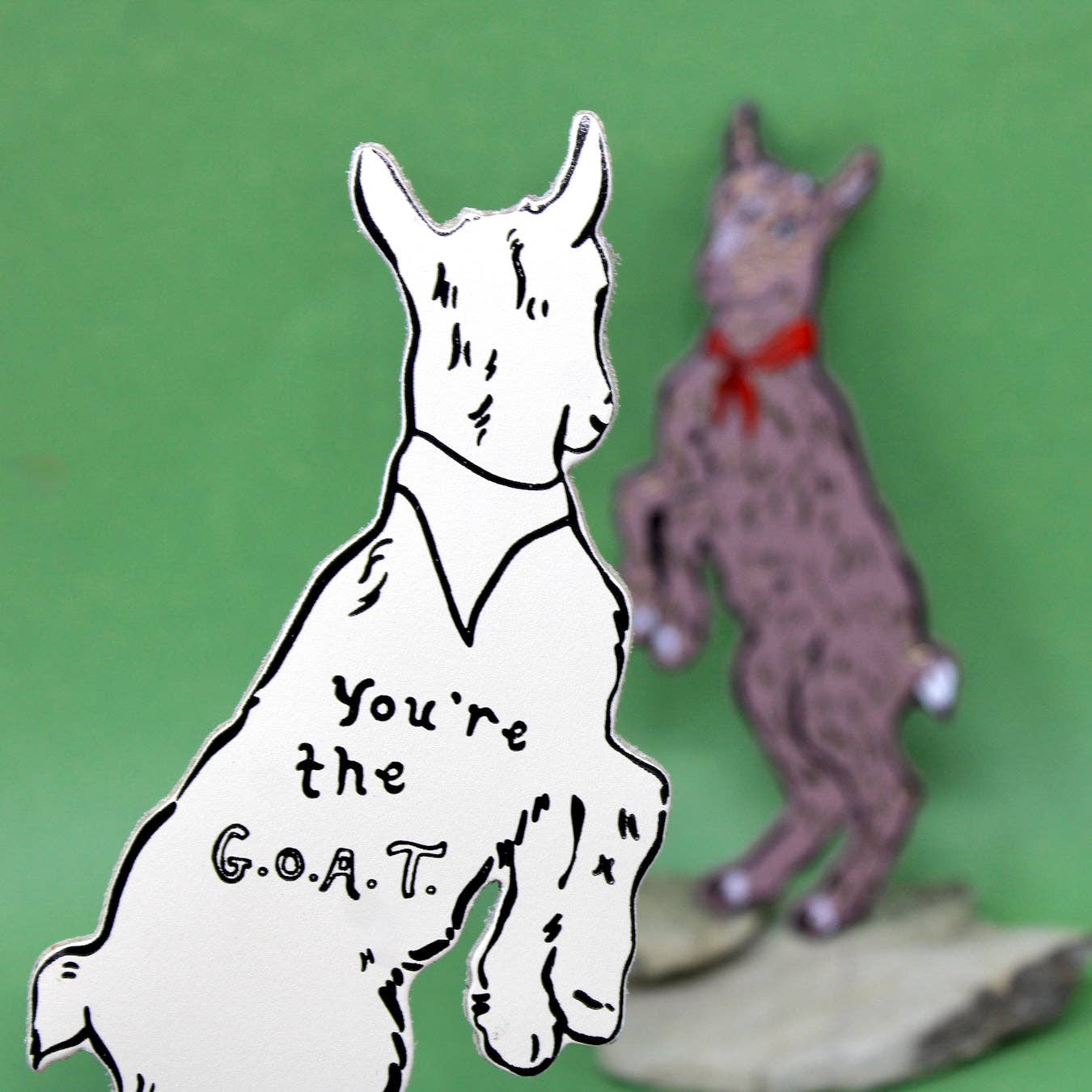 Full length view of 20cm leather GOAT bookmark
