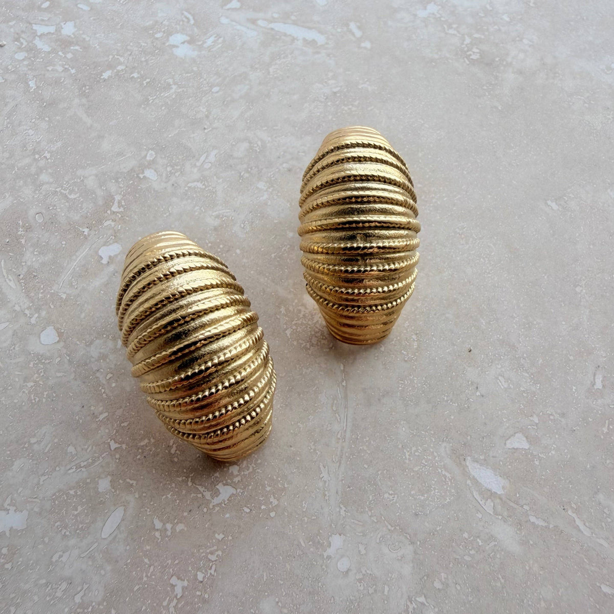 Gold Plated Dynasty Stud Earrings Waterproof Jewellery