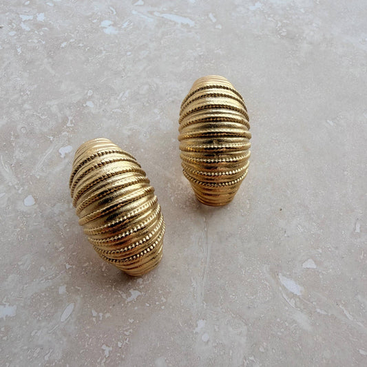 Gold Plated Dynasty Stud Earrings Waterproof Jewellery