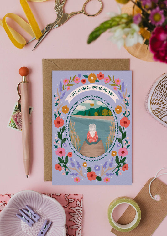 A6 Thinking of You greeting card with kraft envelope