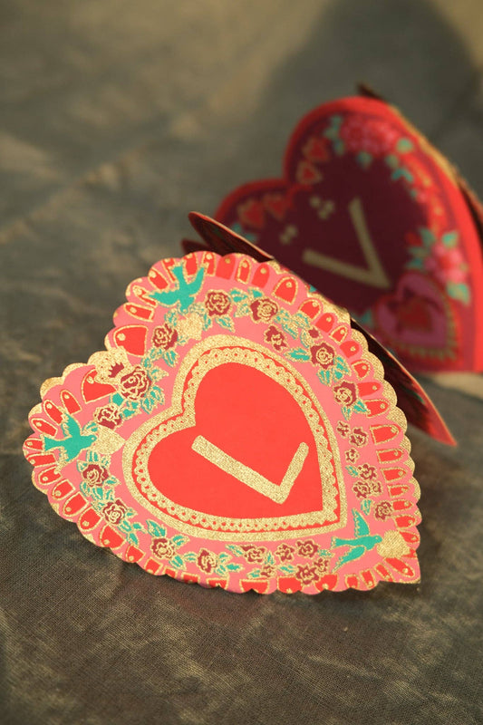 Love Concertina Greeting Card unfolded showing LOVE