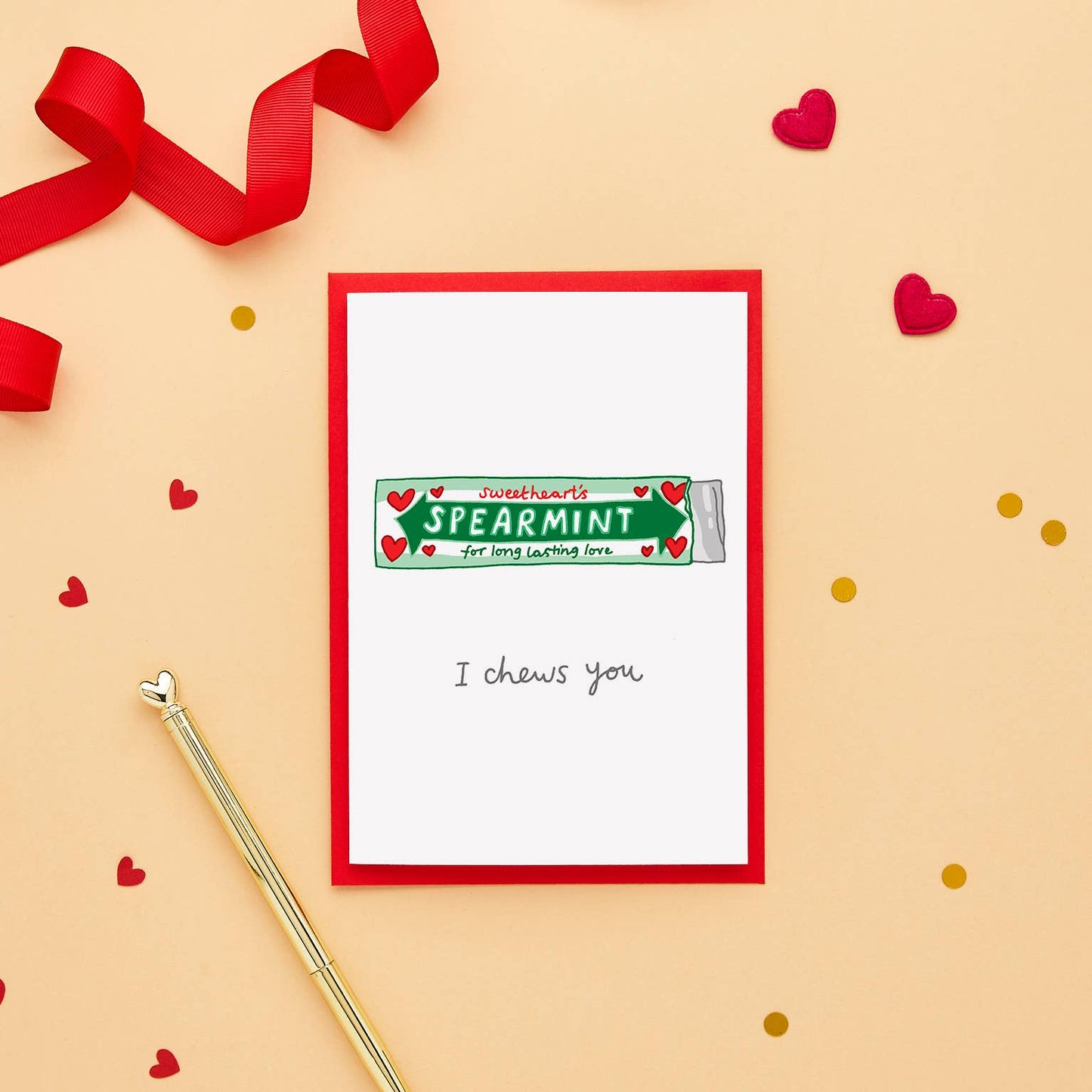 Sustainably sourced I Chews You greeting card with recycled Kraft envelope