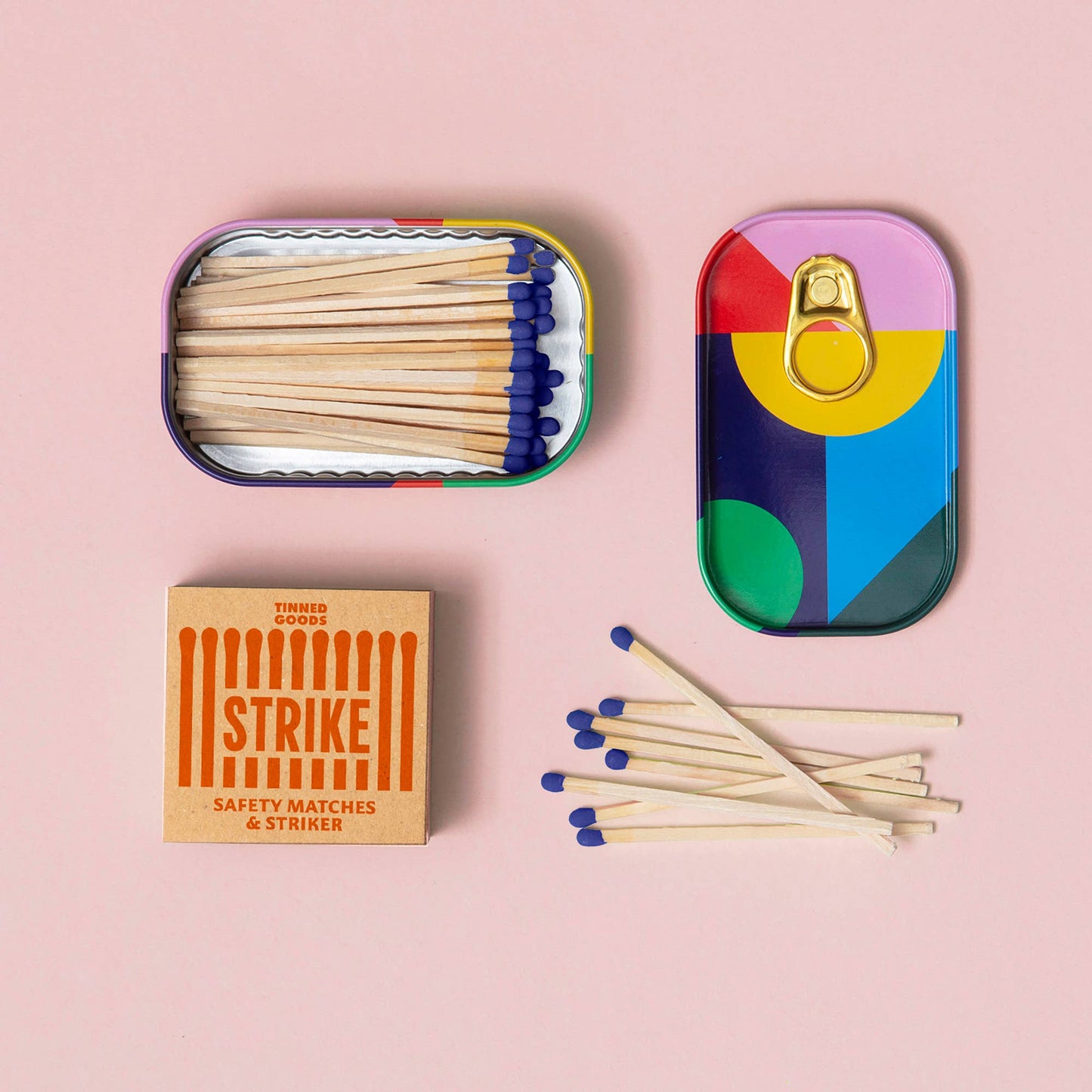 Stylish Block Design Tinned Safety Matches with striker for easy lighting