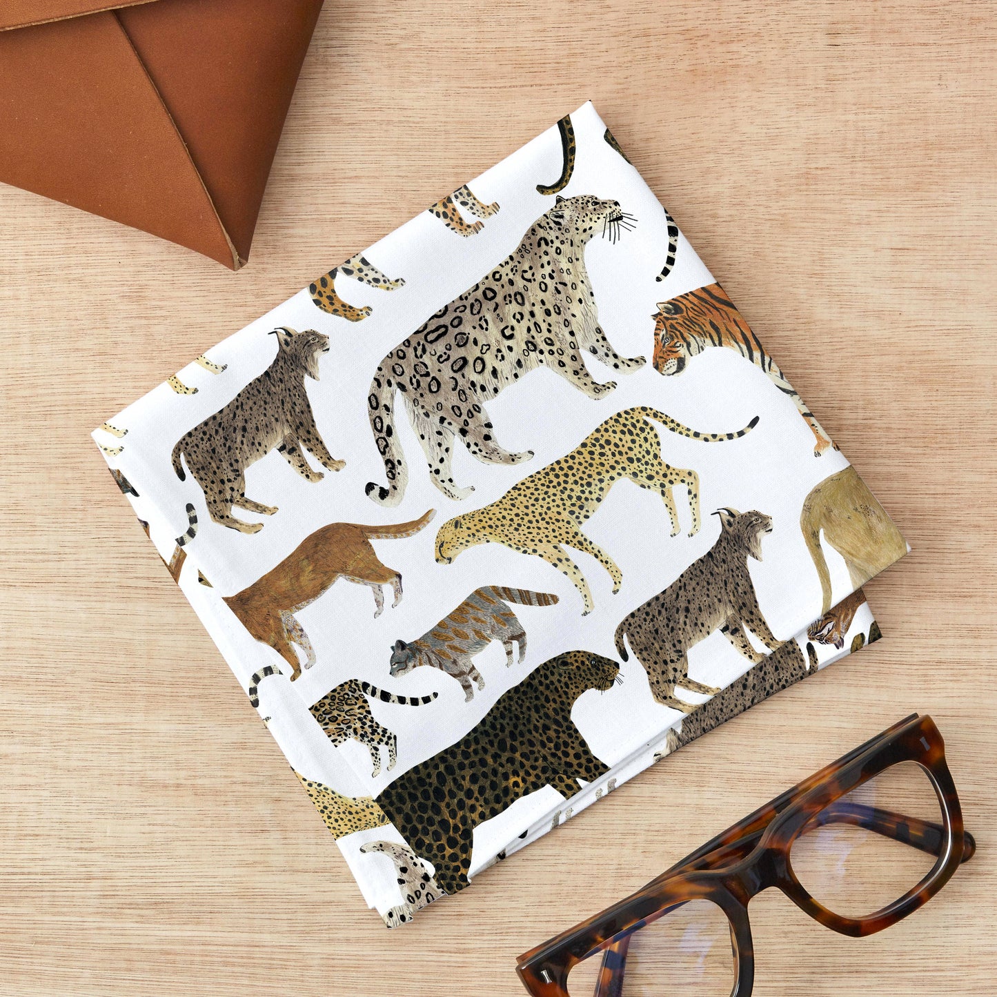 Wild Cats cotton handkerchief opened up showing repeat pattern