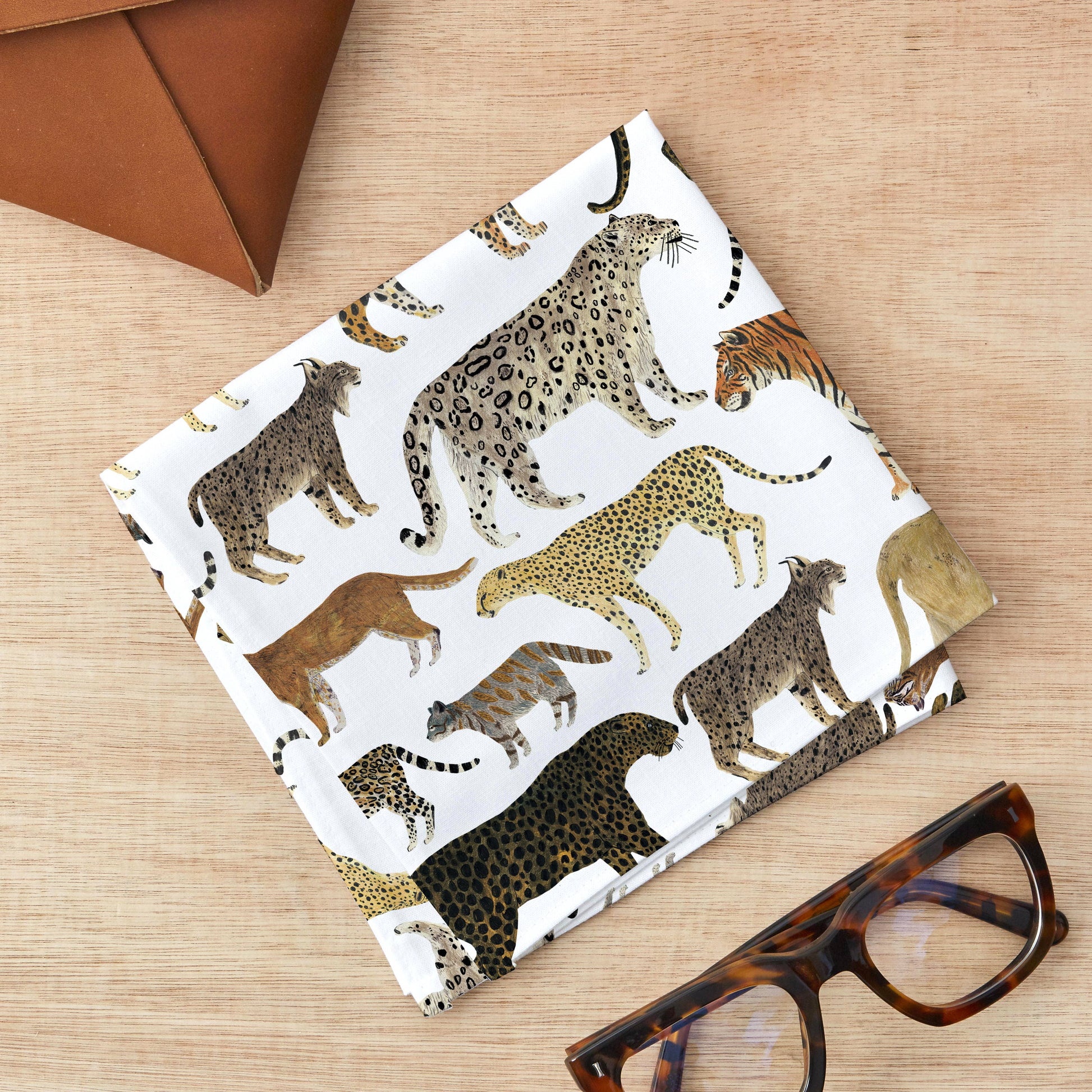 Wild Cats cotton handkerchief opened up showing repeat pattern
