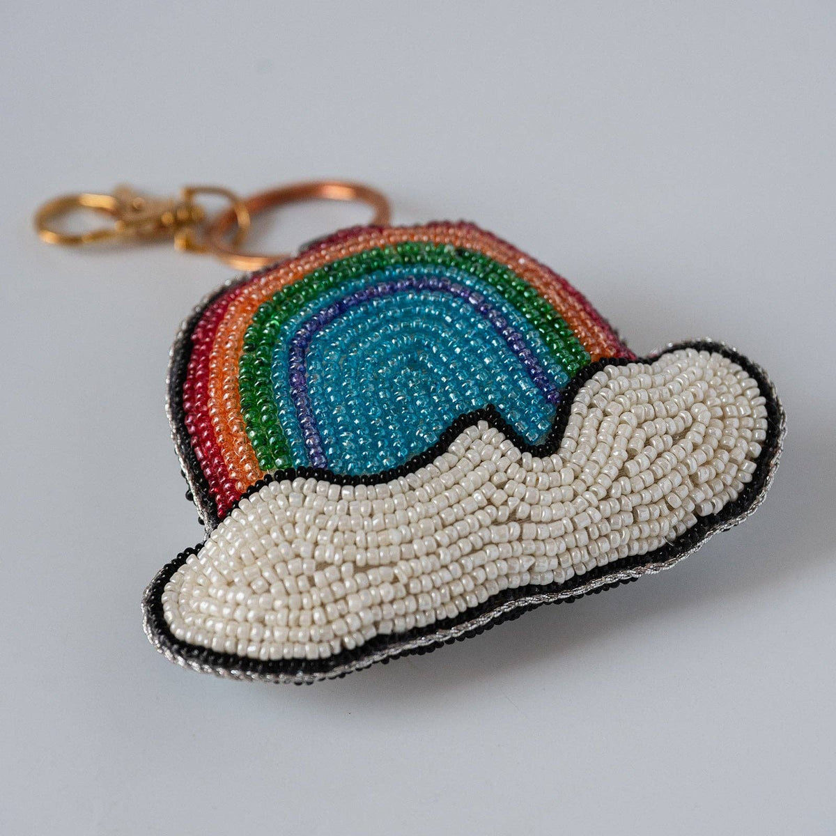 Handmade beaded watermelon slice keyring