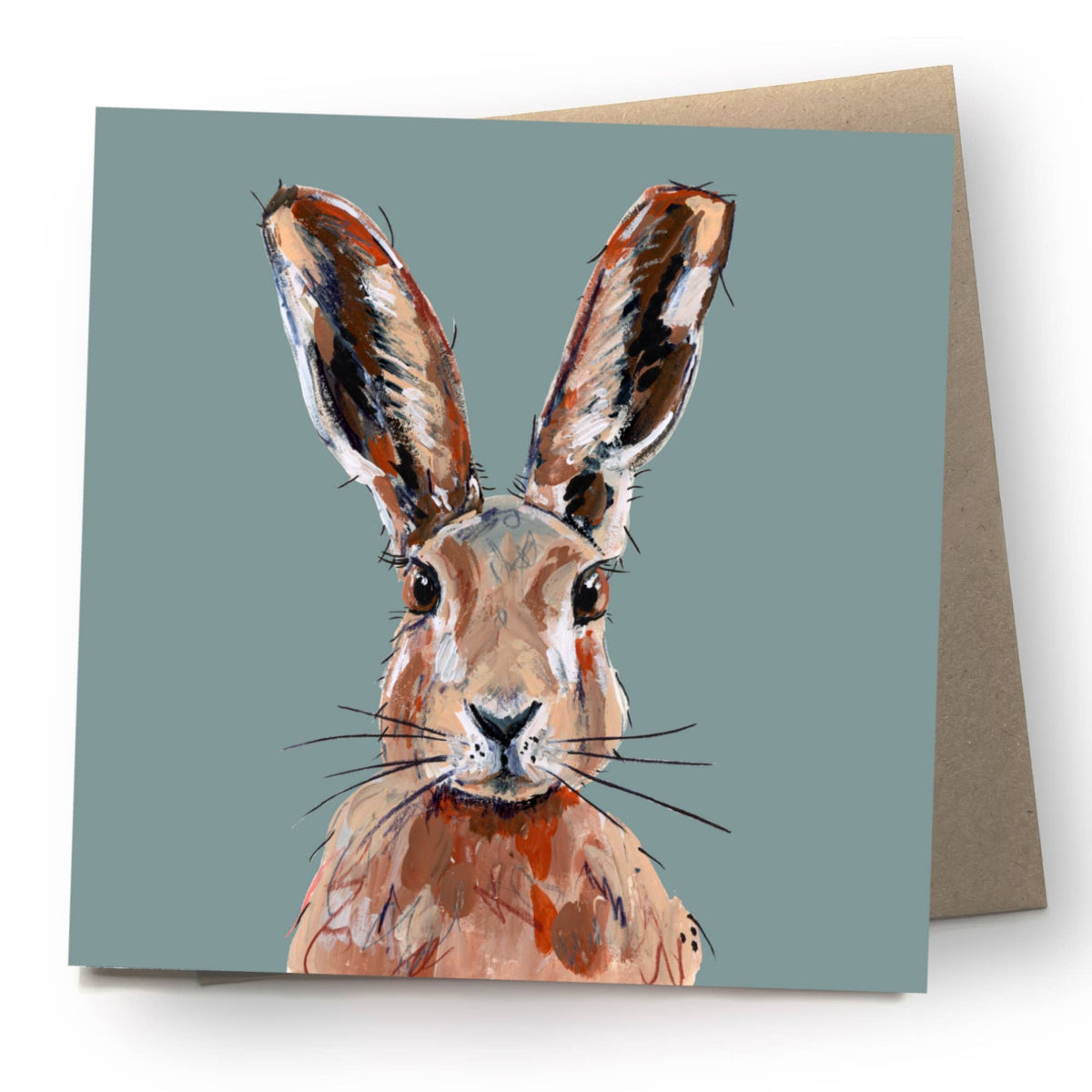 Mousse the Hare Eco-Friendly Blank Greetings Card by Louise Ellwood Parker
