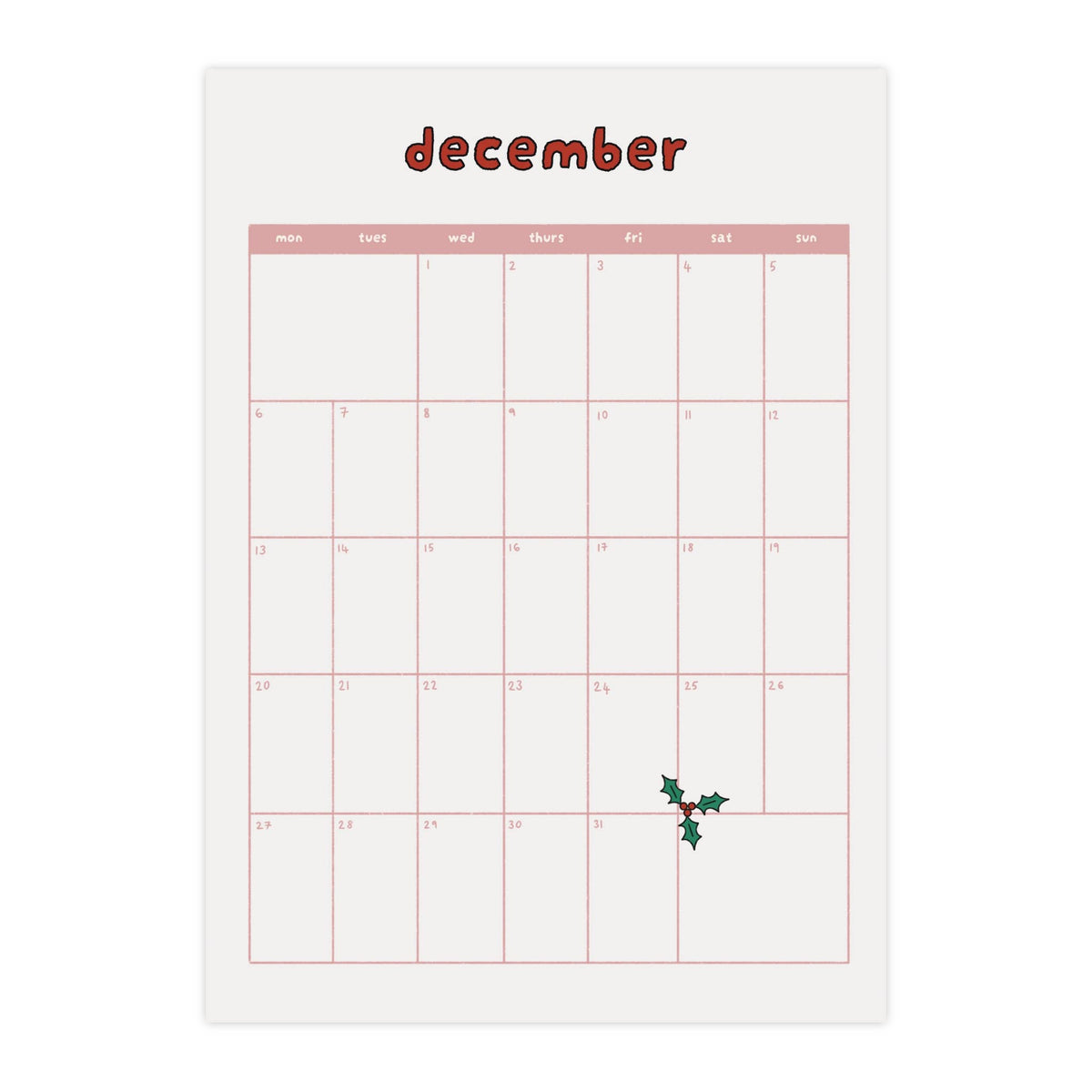 Eco-conscious A5 calendar printed in the UK