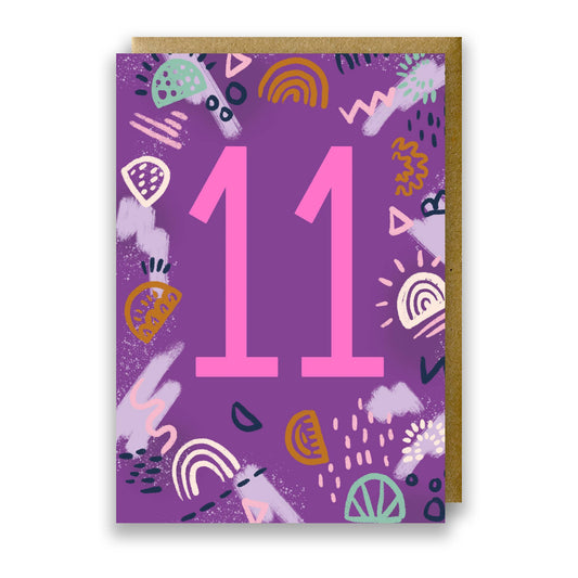 Teen Neon Age 11 Birthday Card